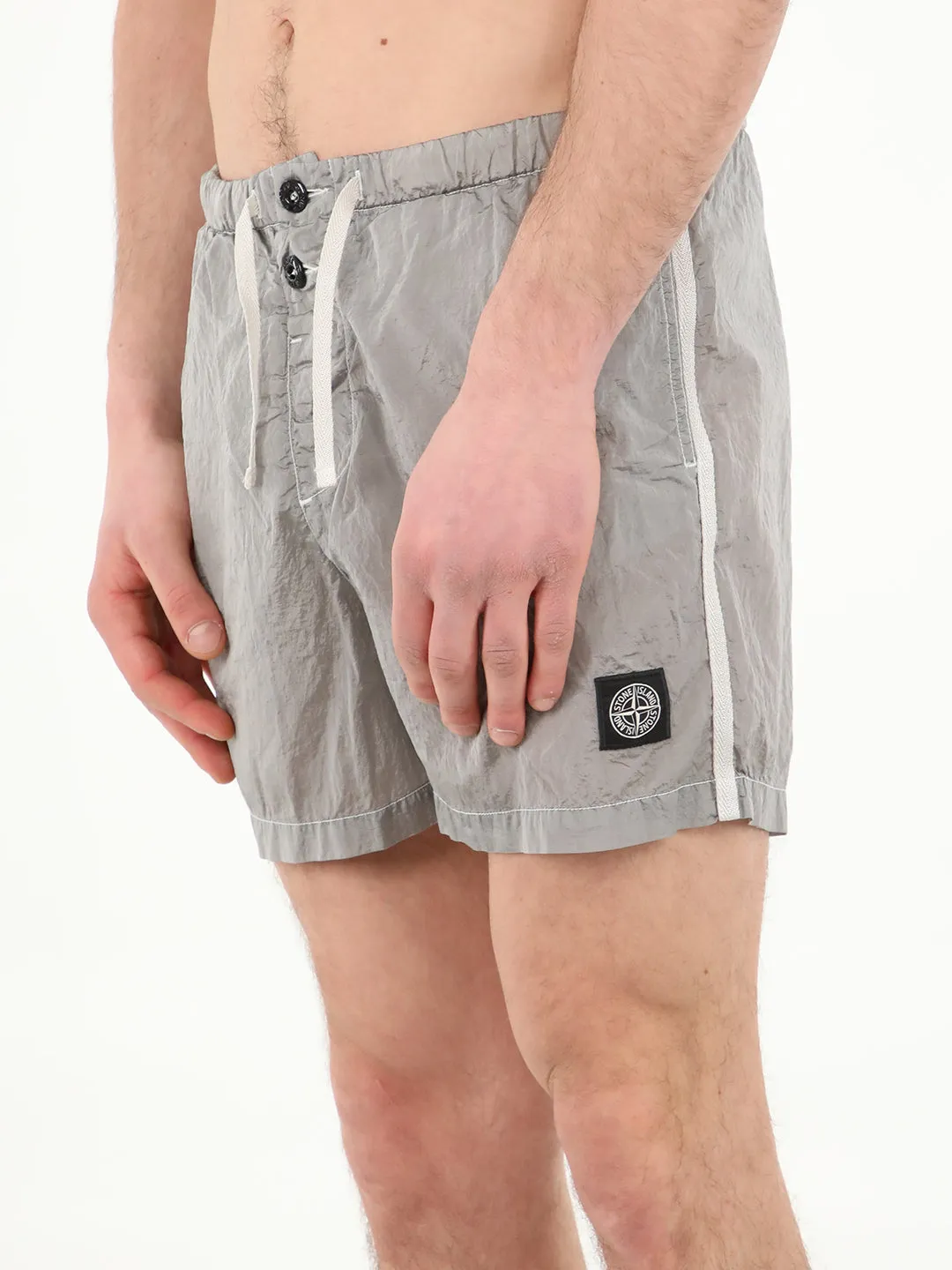 Stone Island Compass-Patch Drawstring Swim Shorts