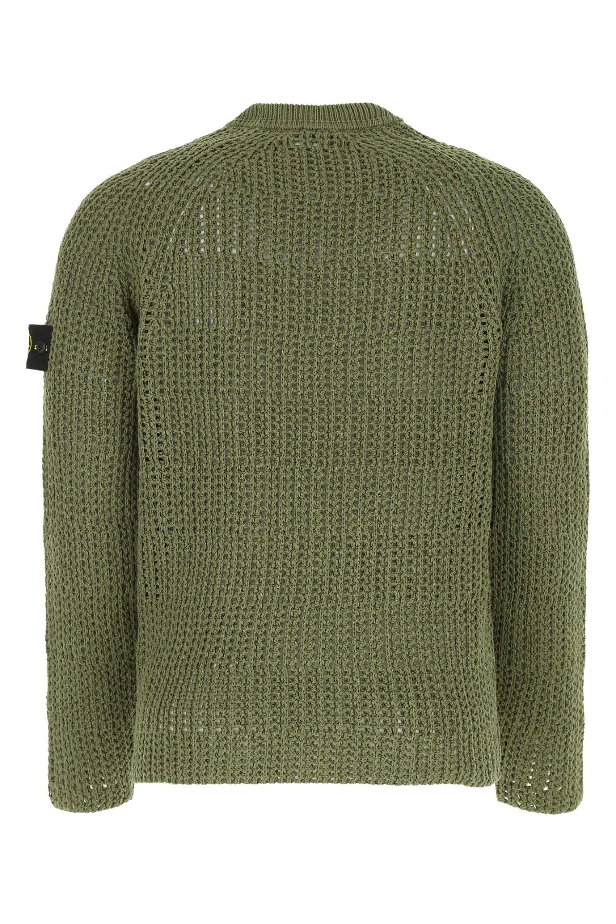 Stone Island Logo Patch Open Knit Crewneck Sweater