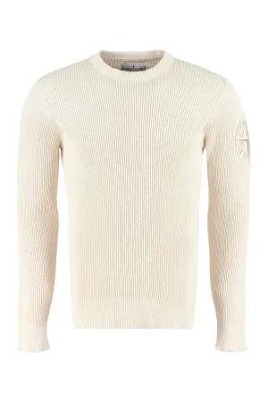 Stone Island Logo Patch Rib Knit Sweater