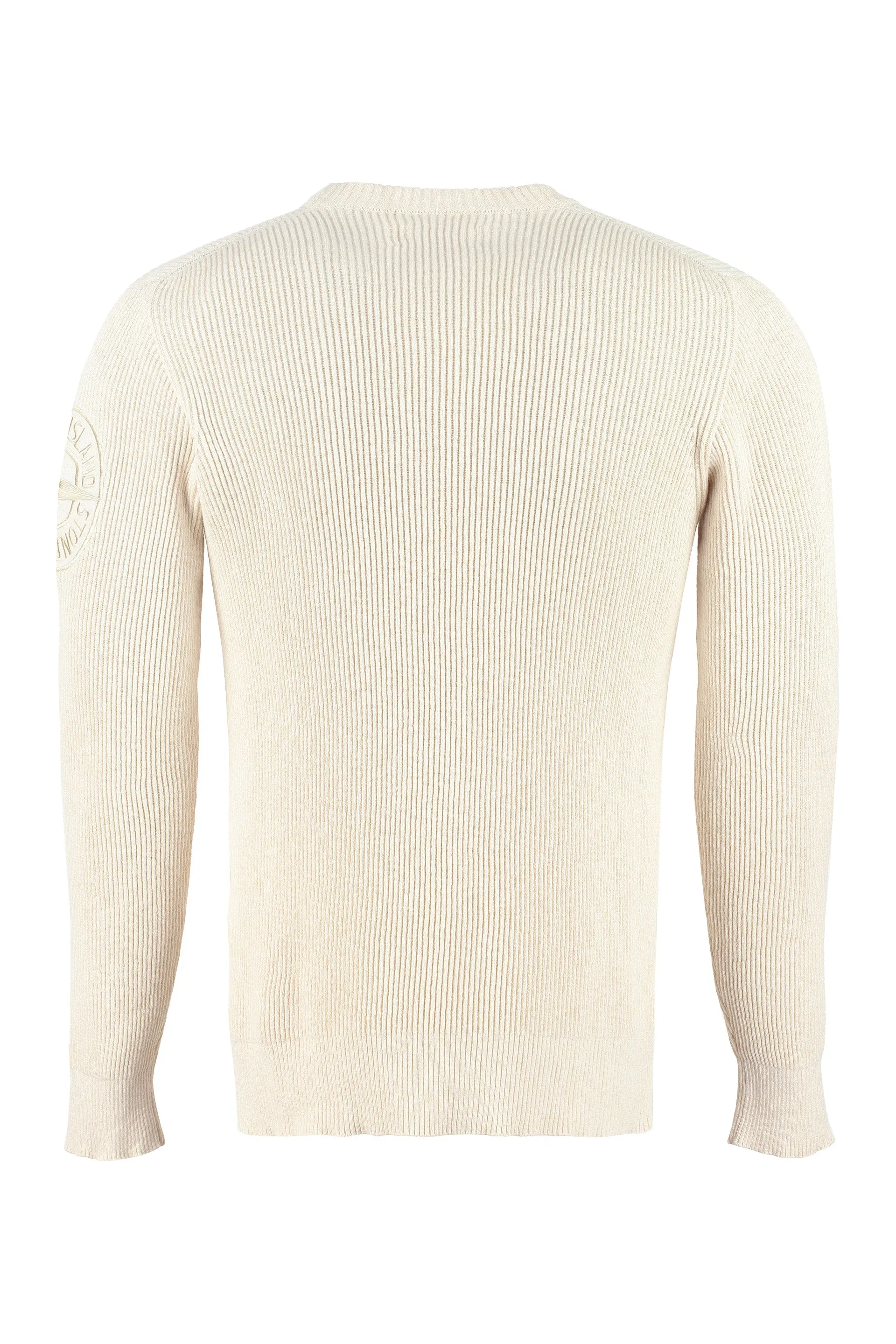Stone Island Logo Patch Rib Knit Sweater
