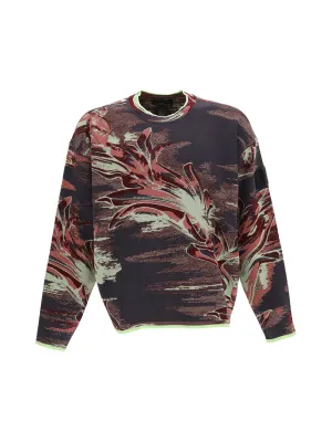 Stone Island Shadow Project Floral Pattern Long Sleeved Sweater