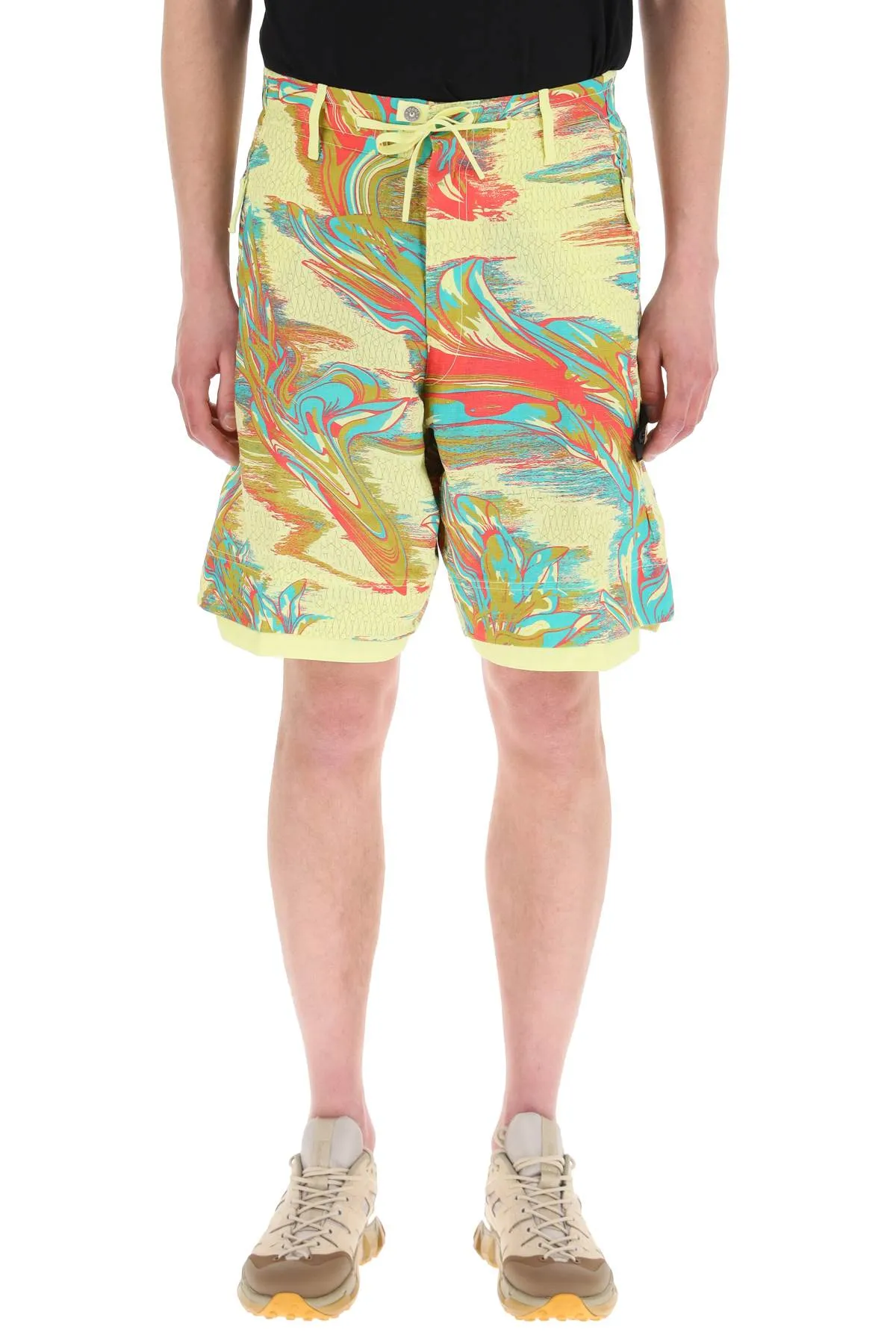 Stone Island Shadow Project Marbled Print Drawstring Shorts