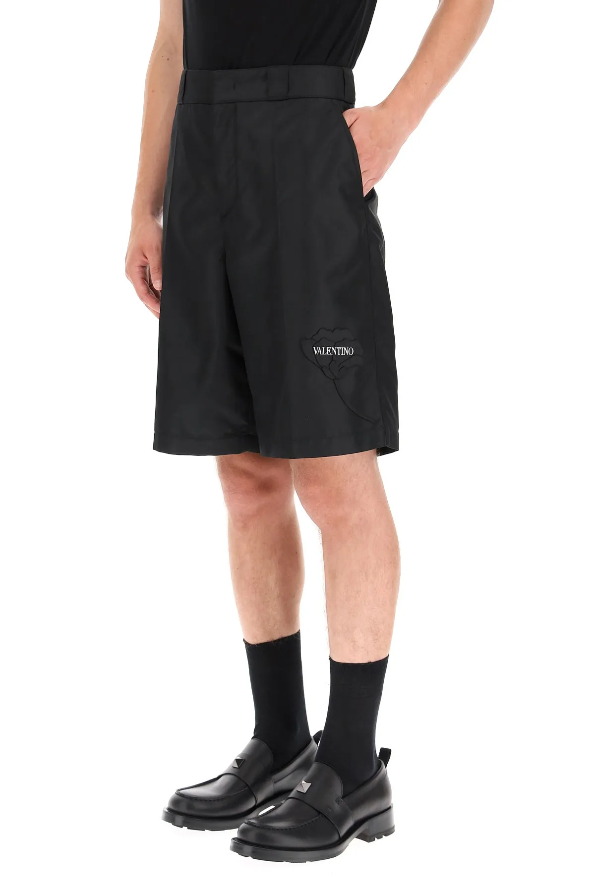 Valentino Garden Floral Embroidery Bermuda Shorts