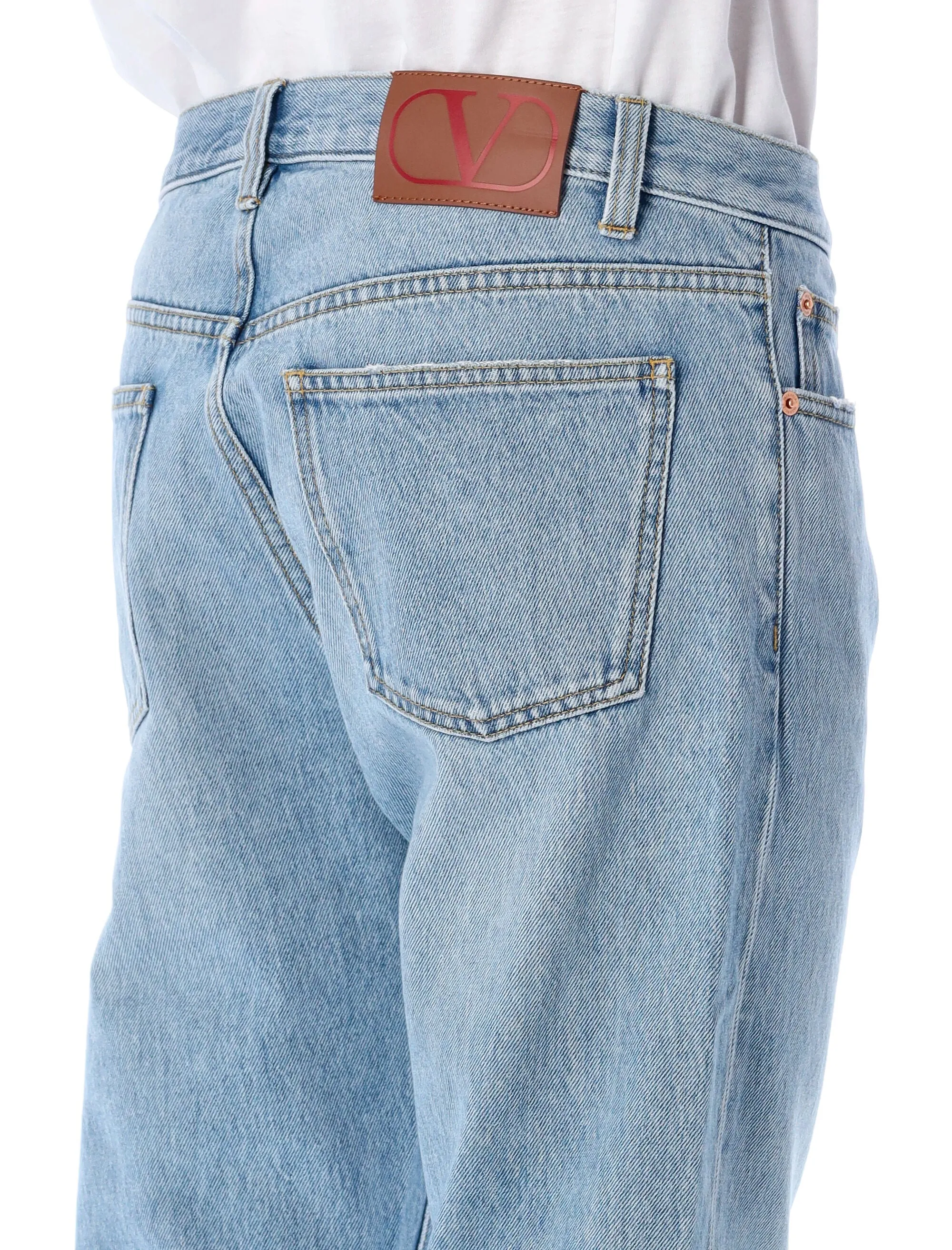 Valentino Logo Patch Slim Fit Jeans