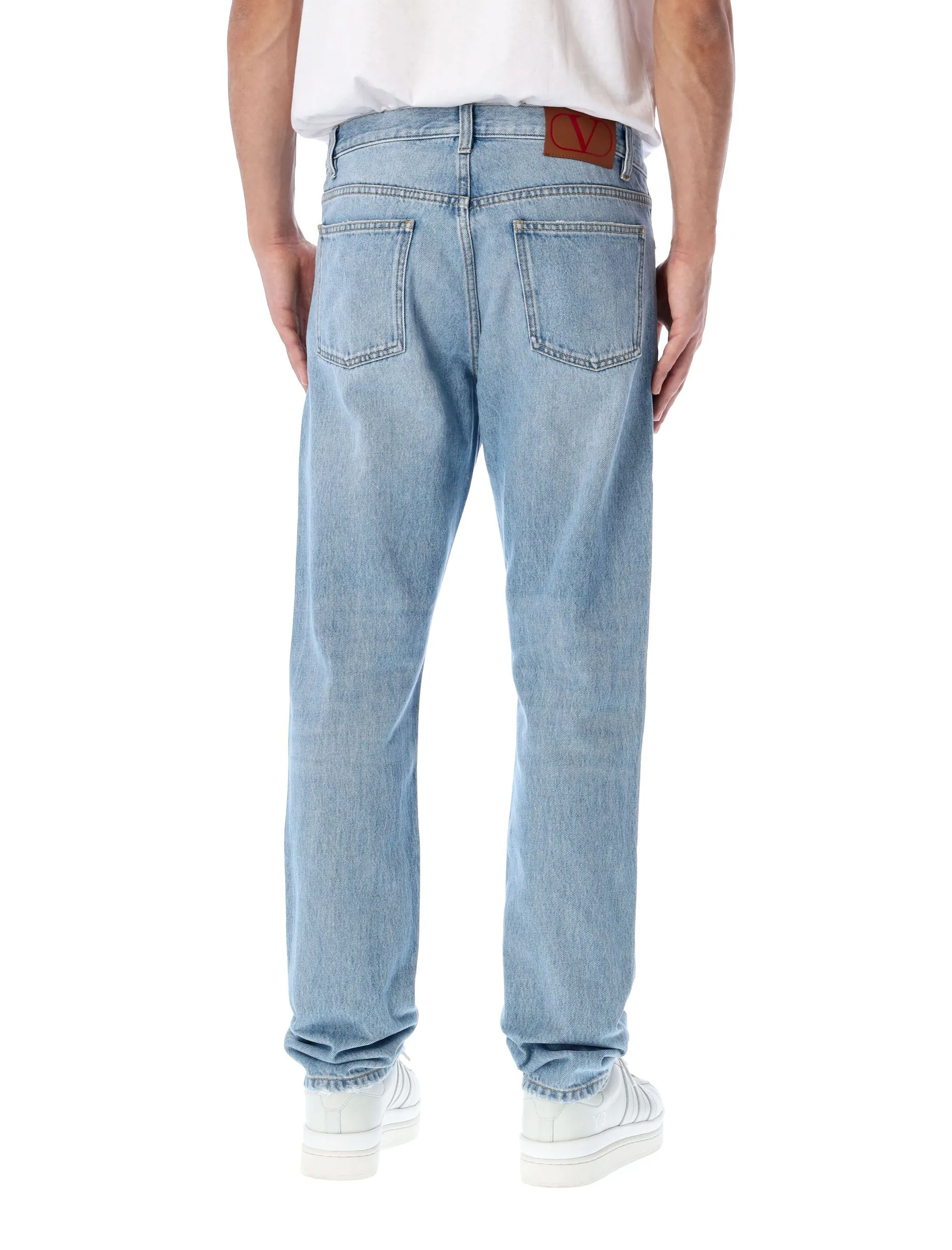 Valentino Logo Patch Slim Fit Jeans