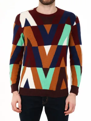 Valentino Optical Crewneck Knitted Pullover