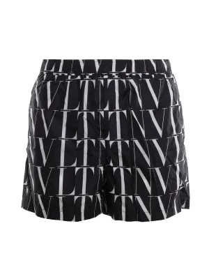 Valentino VLTN All-Over Logo Printed Swim Shorts