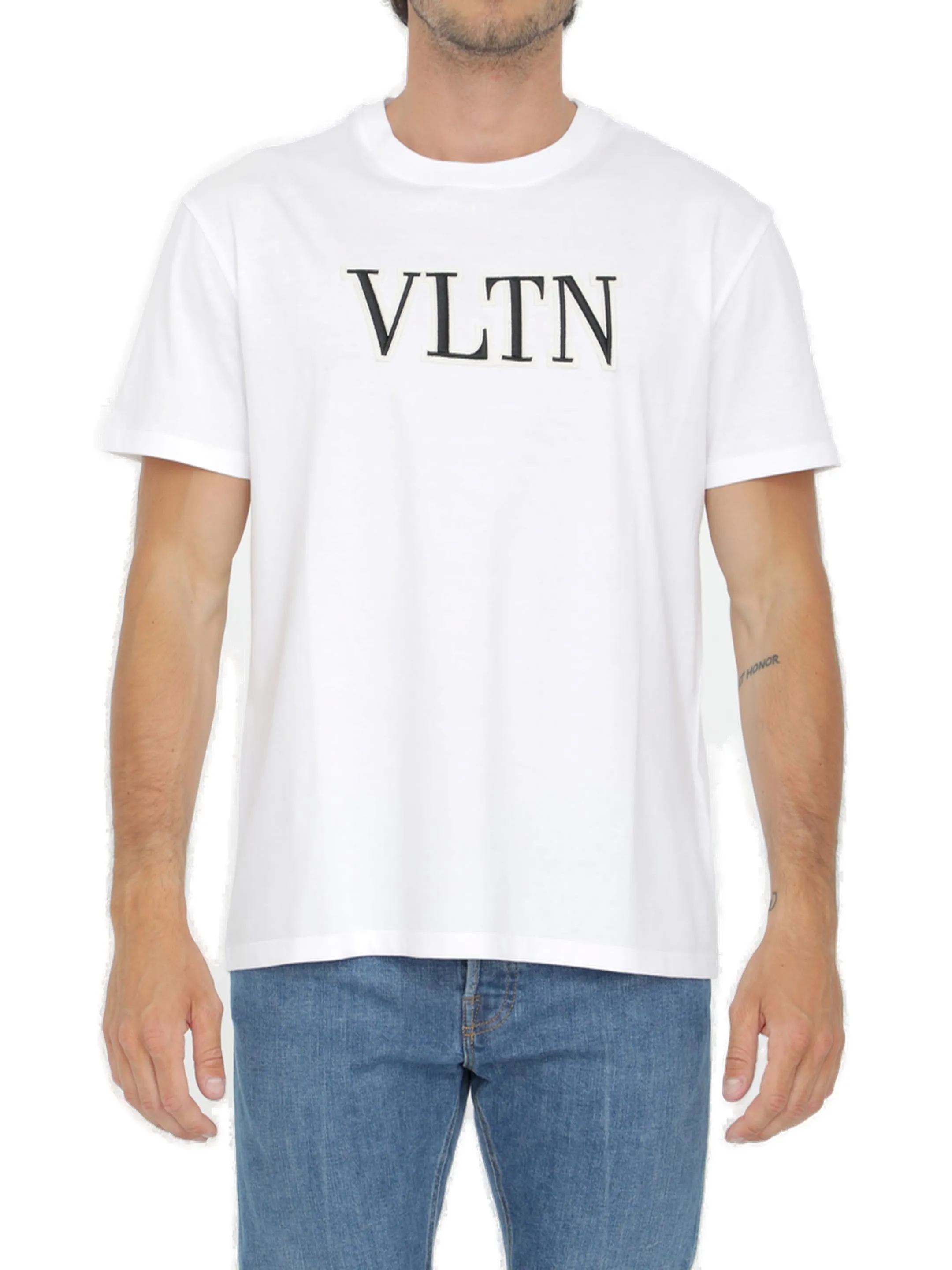 Valentino VLTN Logo Embroidered Crewneck T-Shirt