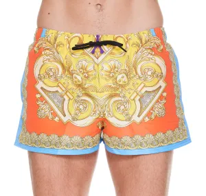 Versace Barocco Goddess Printed Drawstring Swim Shorts