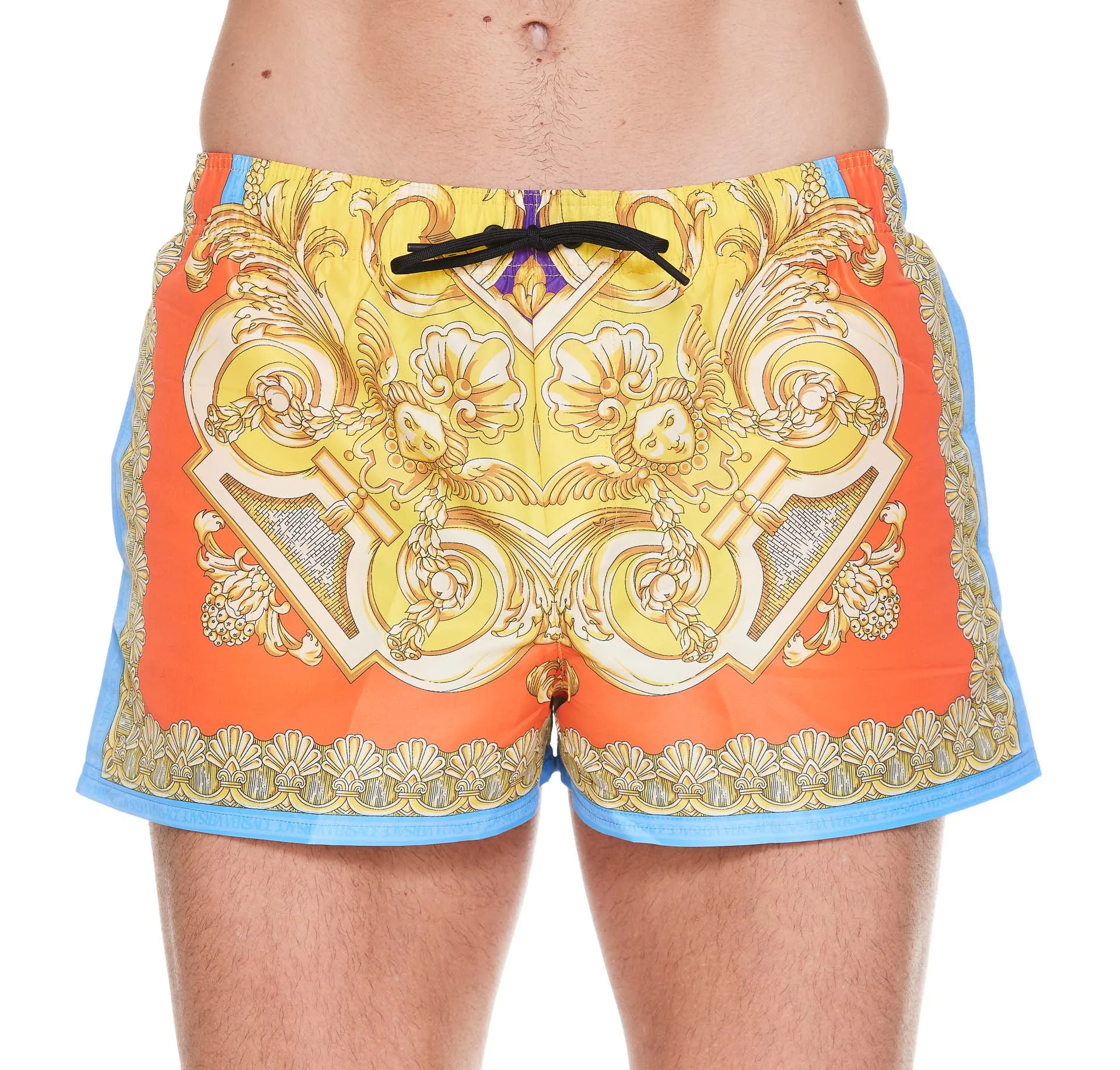 Versace Barocco Goddess Printed Drawstring Swim Shorts