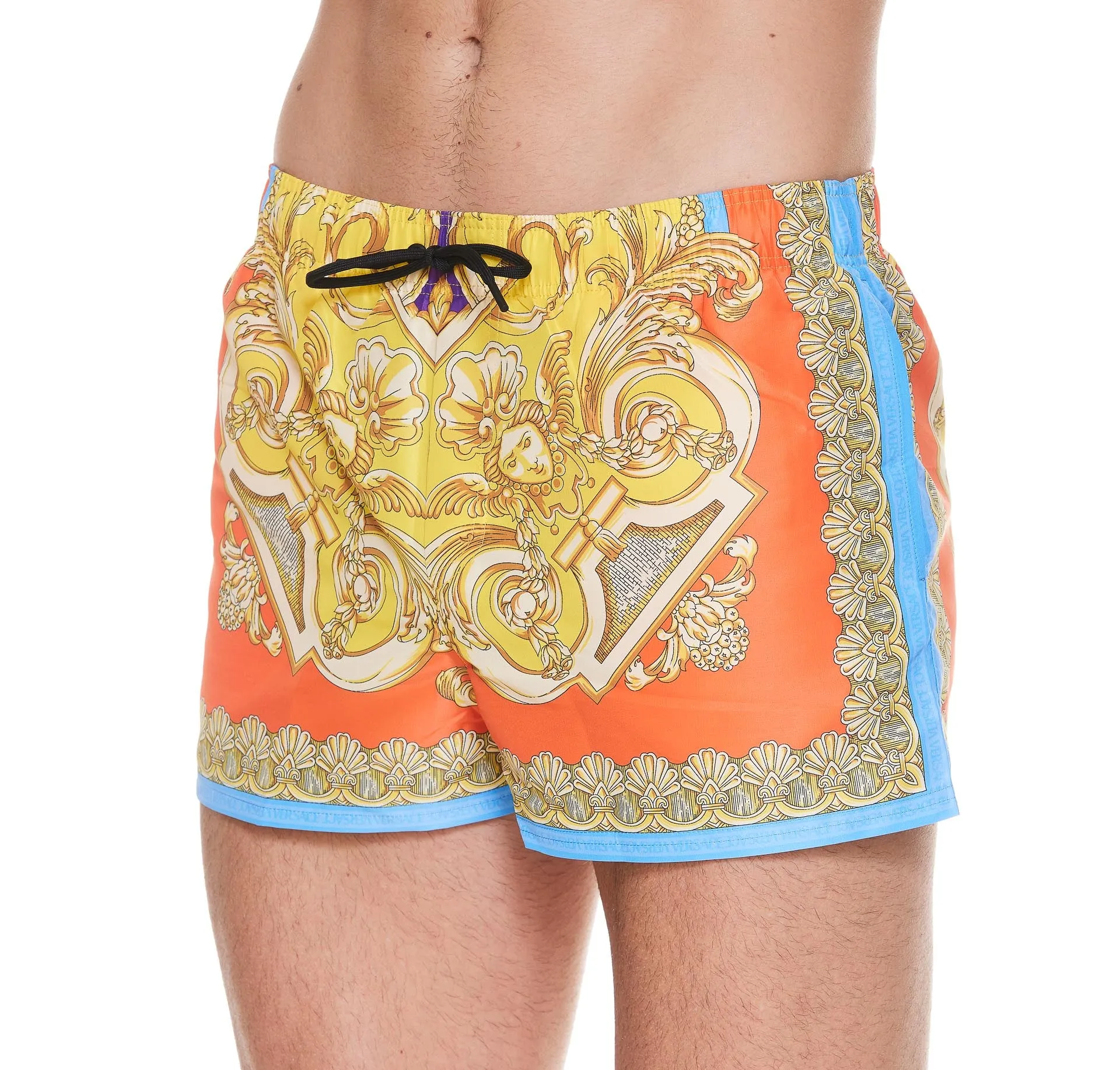 Versace Barocco Goddess Printed Drawstring Swim Shorts