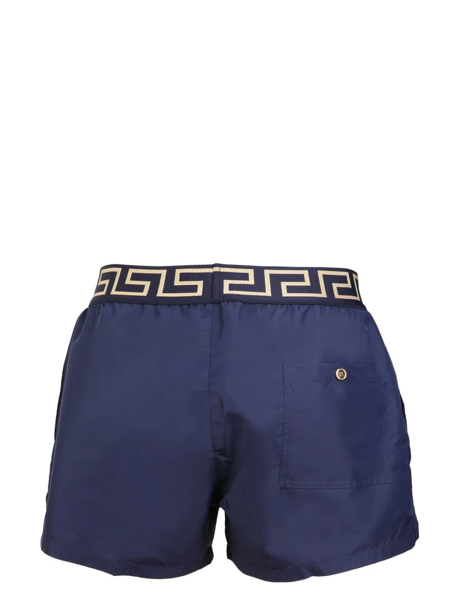 Versace Greca Logo Stretched Swim Shorts