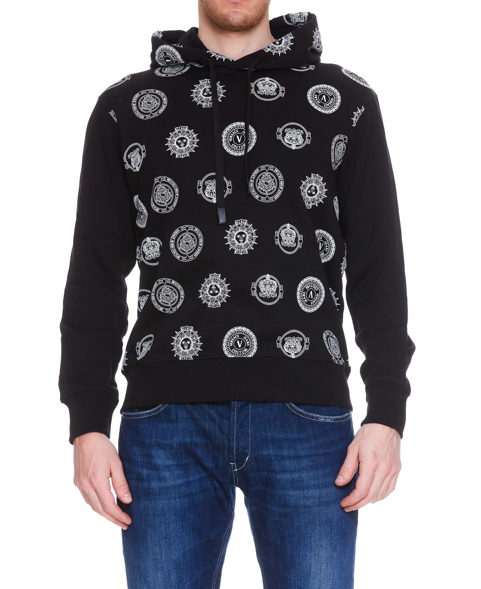 Versace Jeans Couture V-Emblem Logo Printed Hoodie
