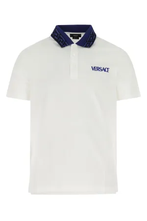 Versace Logo Embroidered Straight Hem Polo Shirt