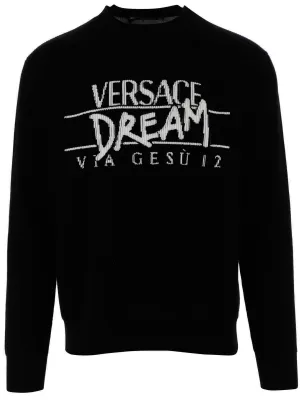 Versace Logo Intarsia Crewneck Sweater
