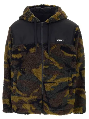 Versace Logo Patch Hooded Jacket