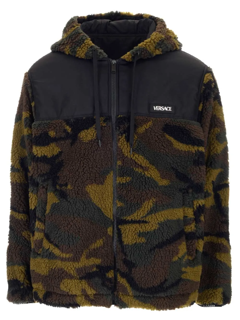 Versace Logo Patch Hooded Jacket