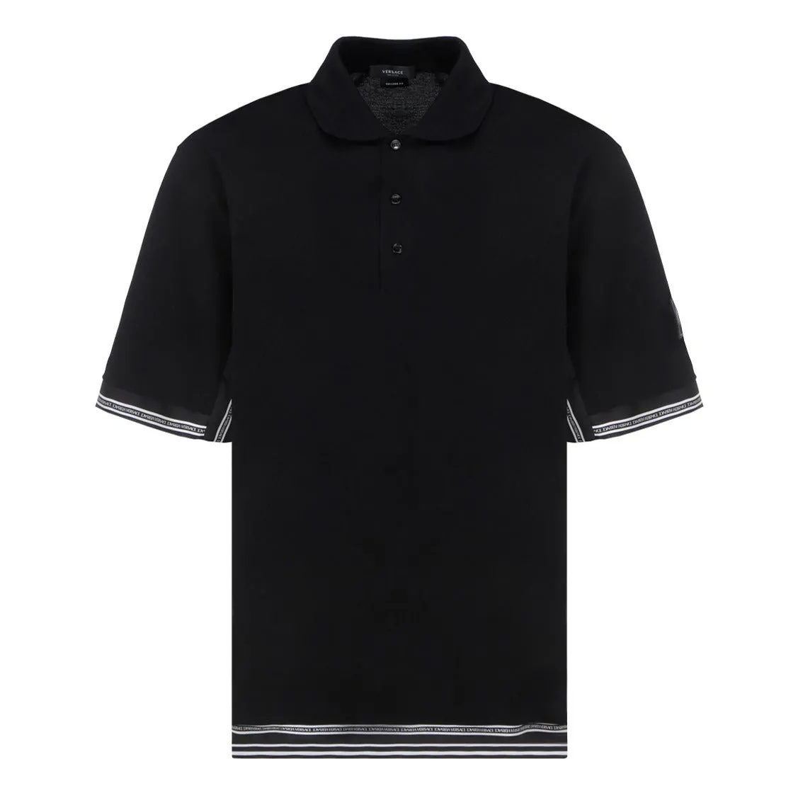 Versace Logo Patch Short Sleeved Polo Shirt