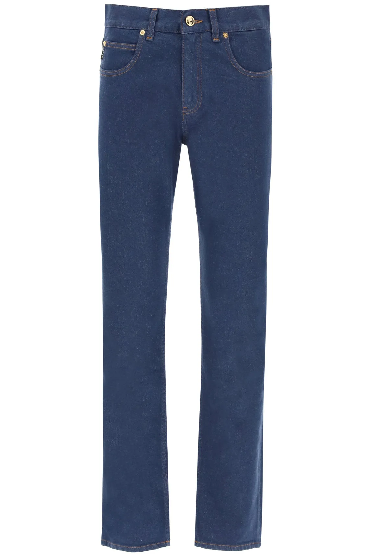 Versace Logo Patch Straight Leg Jeans