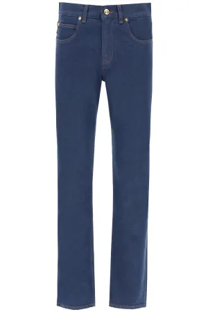 Versace Logo Patch Straight Leg Jeans