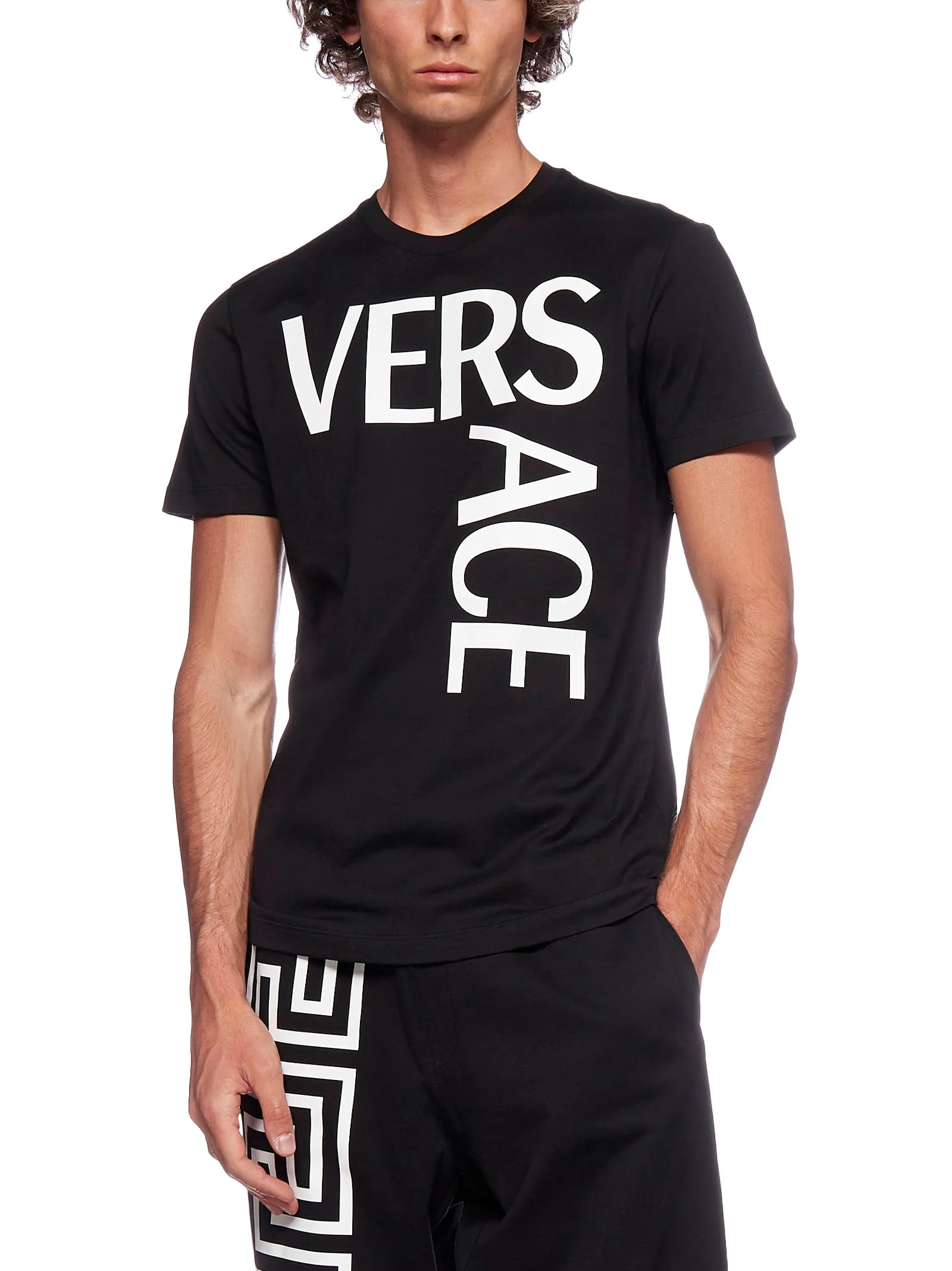 Versace Logo Printed Crewneck T-Shirt